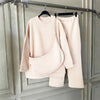 12159-The Essential Monochromatic Leisure Set | Sweatshirt + Wide-Leg Pant + Bag-offwhite