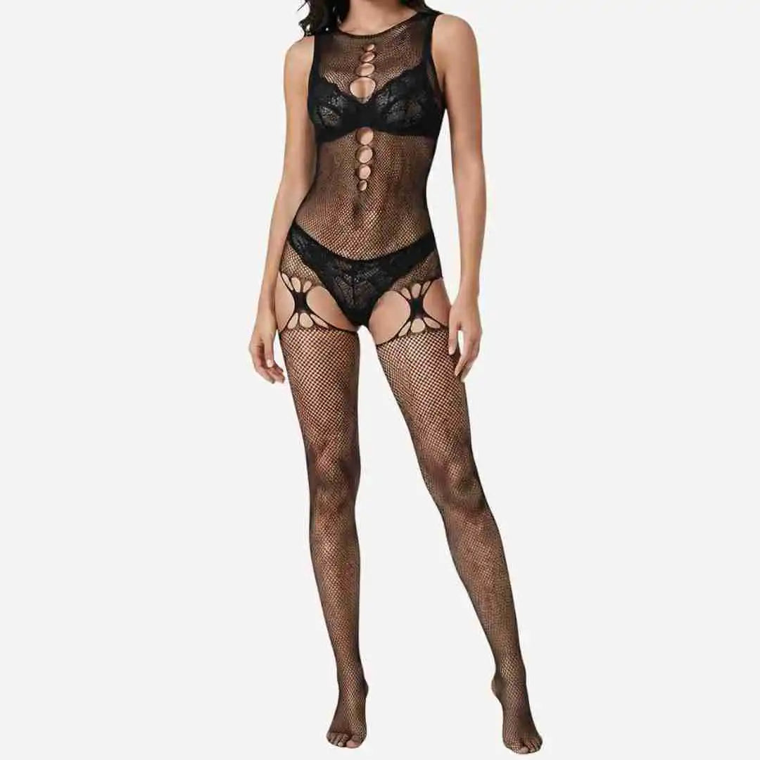 Black Lace Net Bodystocking – Soft, Stretchy & Sexy