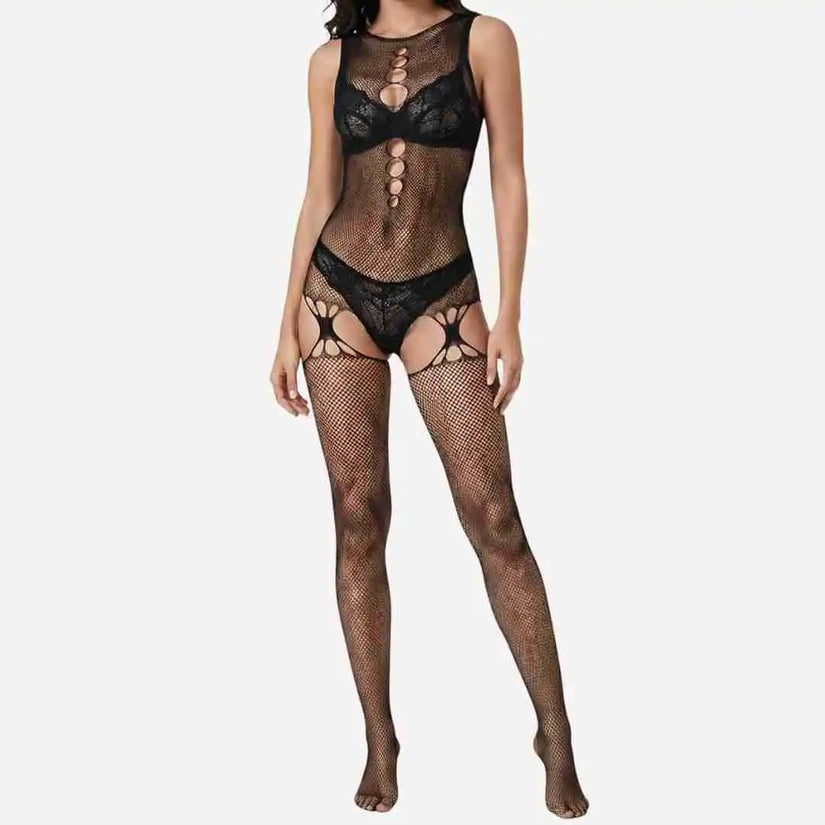 Black Lace Net Bodystocking – Soft, Stretchy & Sexy