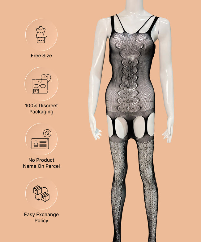Velvet Flame Cut-Out Bodystocking