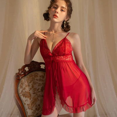 Romantic Deep V-Neck Lace Nightie