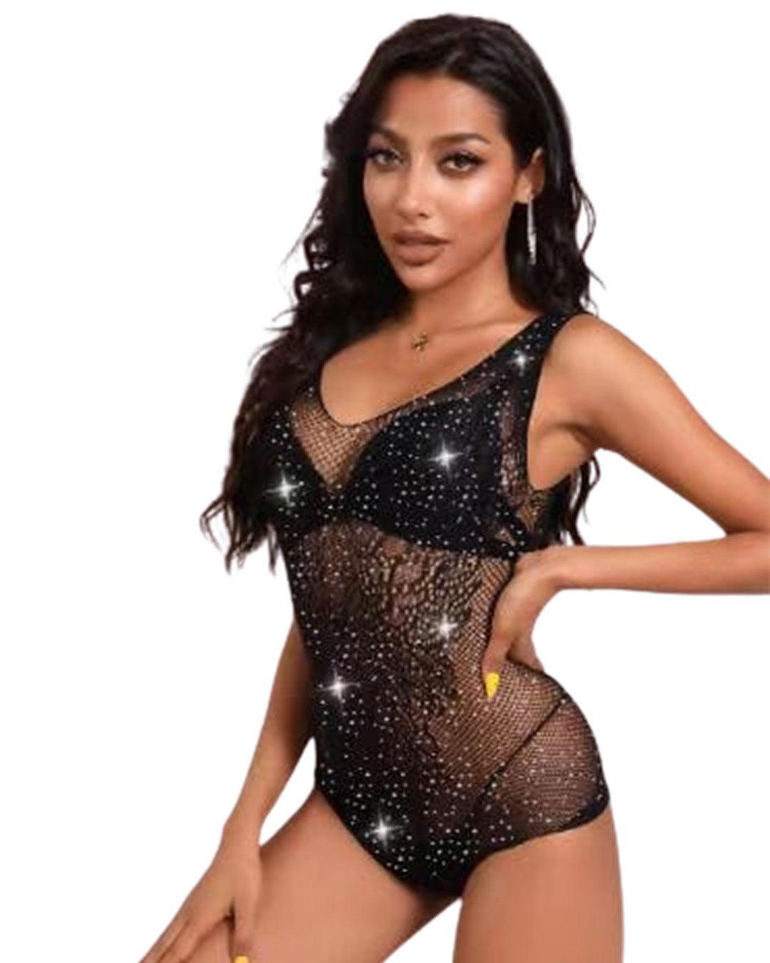 Alluring Mesh Rhinestone Temptation Bodystocking