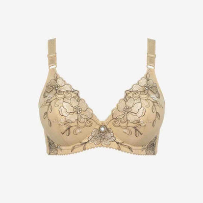 Bridal Luxury Embroidered Lace Bra – Padded, Underwired Support (Beige, Black, Pink, Red)
