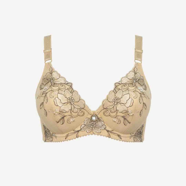 Bridal Luxury Embroidered Lace Bra – Padded, Underwired Support (Beige, Black, Pink, Red)