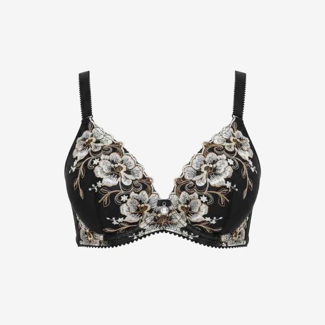 Bridal Luxury Embroidered Lace Bra – Padded, Underwired Support (Beige, Black, Pink, Red)