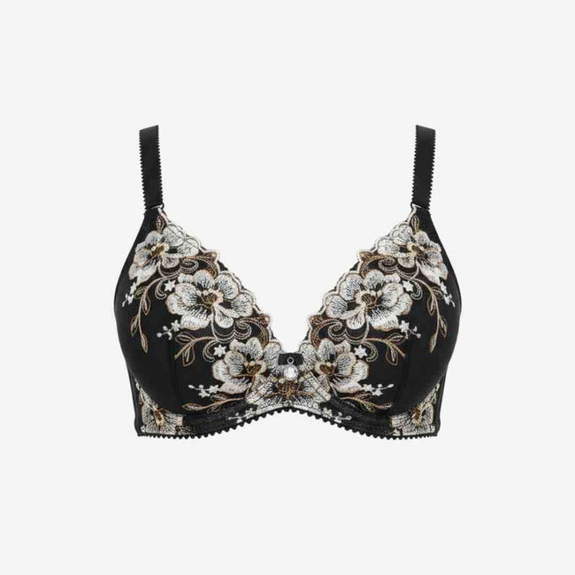 Bridal Luxury Embroidered Lace Bra – Padded, Underwired Support (Beige, Black, Pink, Red)