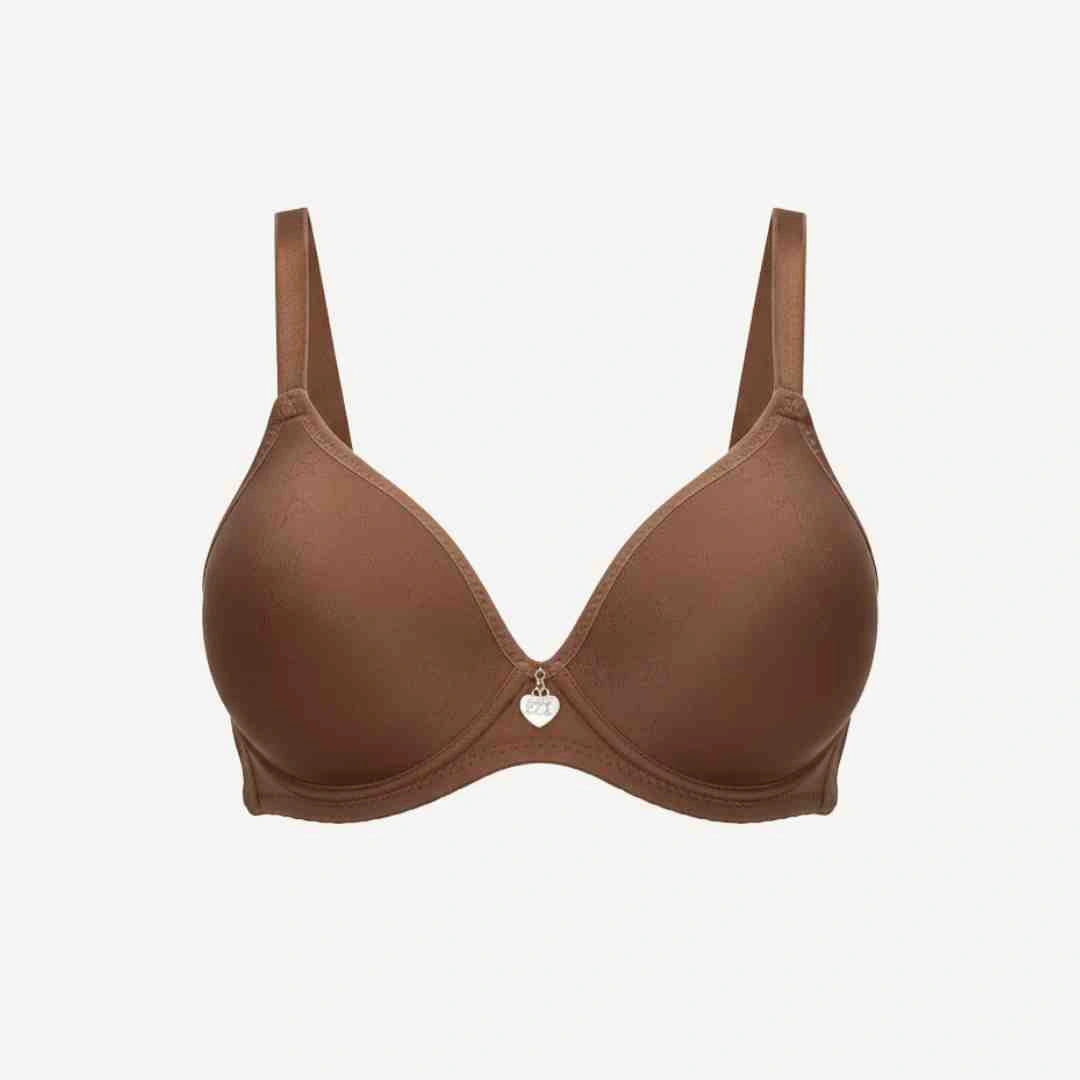 Single Padded Cotton Bra – Padded, Underwired Support with Charm Detail (Navy, Beige, Brown, Red, Pink)