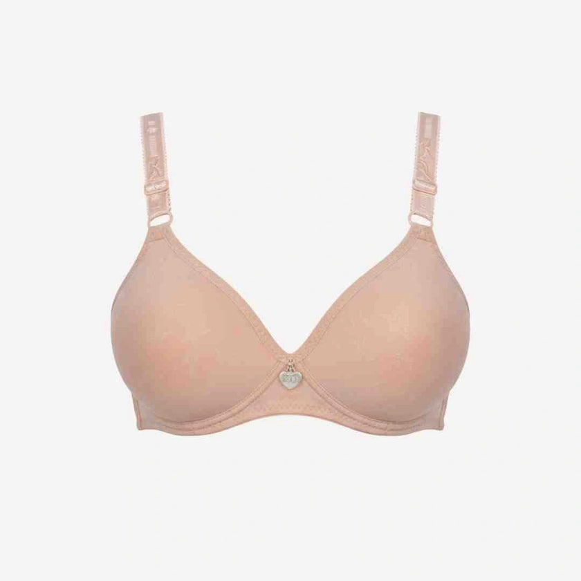 Single Padded Cotton Bra – Padded, Underwired Support with Charm Detail (Navy, Beige, Brown, Red, Pink)