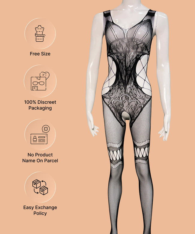 Heart Pattern Body Stocking – Romantic Style