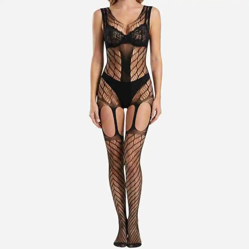 Criss-Cross Net Body Stocking – Slim Look