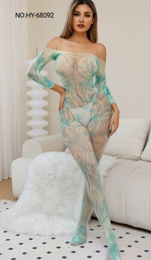 Mint Green Swirl Mesh Bodystocking