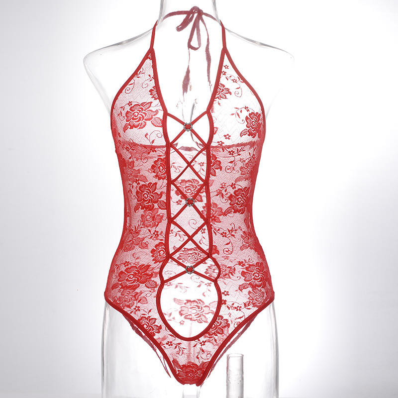 Sexy Red Floral Lace Lingerie